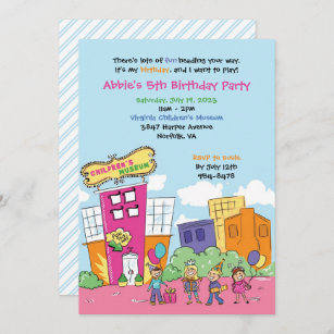 Children's Museum Birthday Party Kids Science Invitation
