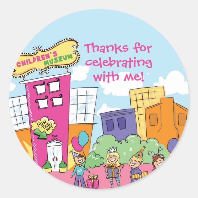 Children's Museum Birthday Party Science Kids Classic Round Sticker (Front)