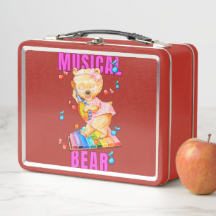 Childrens Musical Bear Metal Lunch Box