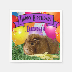 Children's Name Birthday Guinea Pig Party Balloons Napkin