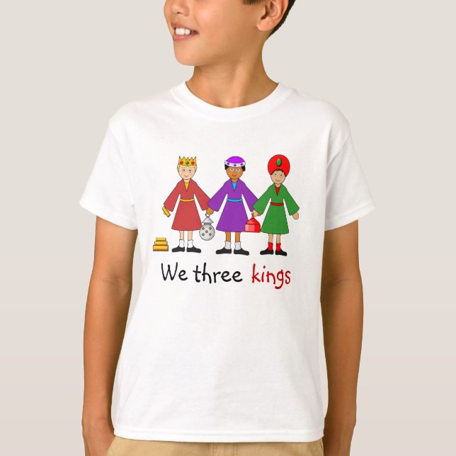 Children's Nativity -- We three kings T-Shirt (Front)