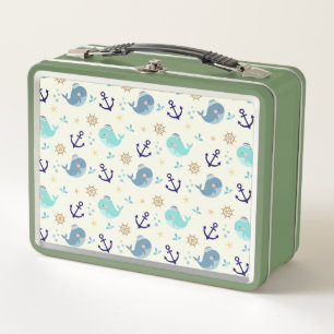 Children's Nautical Whales Metal Lunch Box