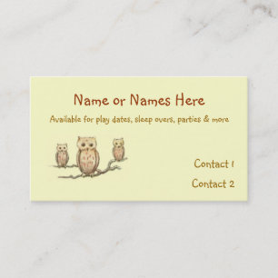 Children's Owl Calling Card