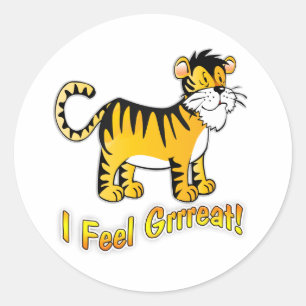 Children's Party Bag Sticker Tiger I Feel Great