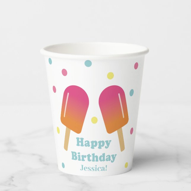 Children's Pastel Ice Pop Paper Cups (Front)