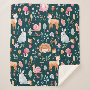 Children's pattern in watercolor technique. fairy  sherpa blanket