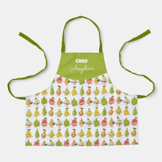 Children's pattern of fun-colored pears apron