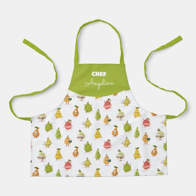 Children's pattern of fun pears apron (Front)