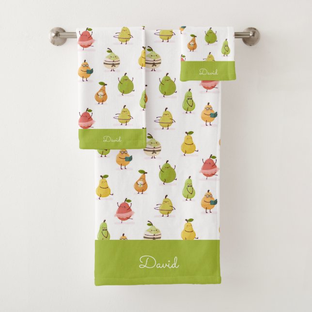 Children's pattern of fun pears bath towel set (Insitu)