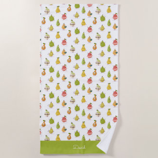 Children's pattern of fun pears beach towel