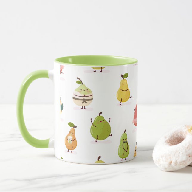 Children's pattern of fun pears mug (With Donut)