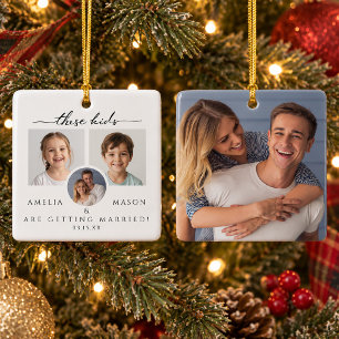 Children's Photos Wedding Engagement Christmas Ceramic Ornament