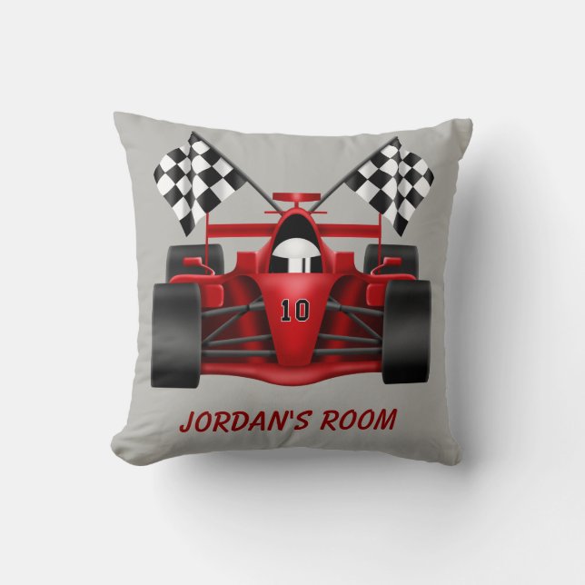 Children's Pillow Racing Car Chequered Flag (Front)