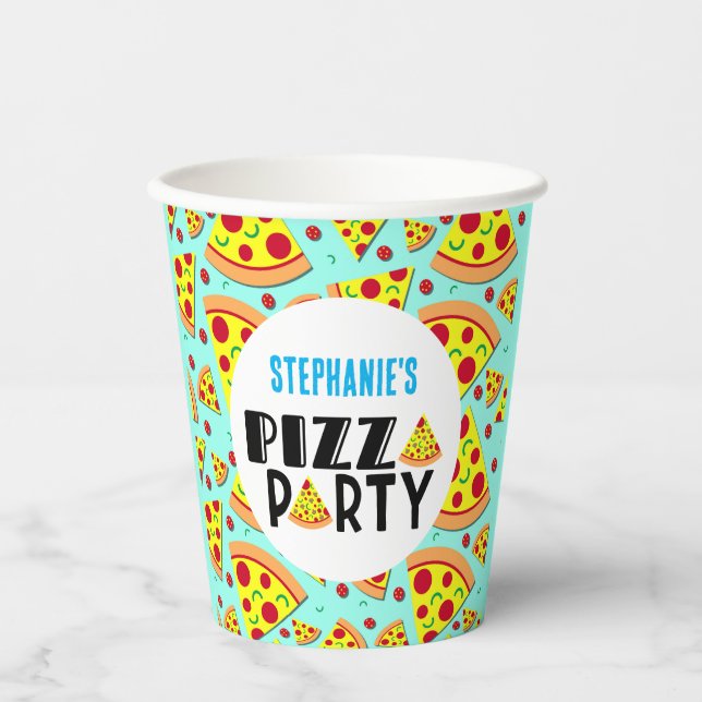 Childrens Pizza Themed Birthday Party Paper Cups (Front)
