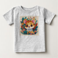 Children's playful animal project t-shirt, vector.