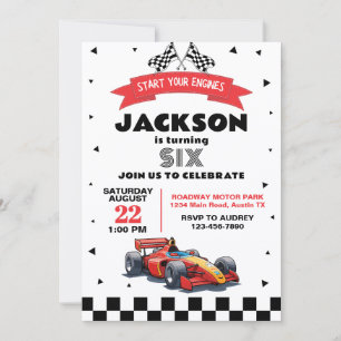 Childrens Race Car Any Age Birthday Party Invitation