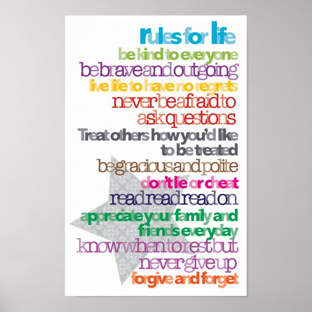 Children's Rules for Life Poster (Front)