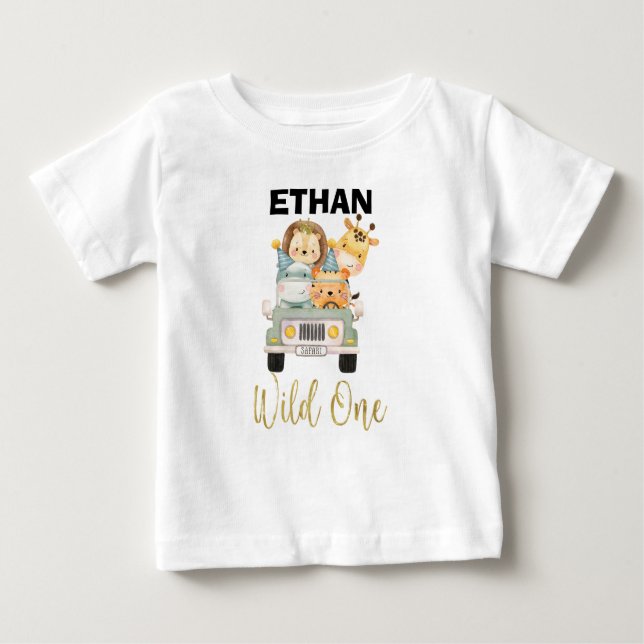 Children's Safari Animal Wild One Birthday Shirt (Front)
