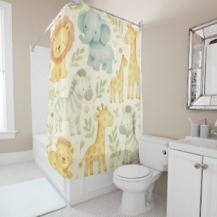 Children's Safari Baby Animal Shower Curtain