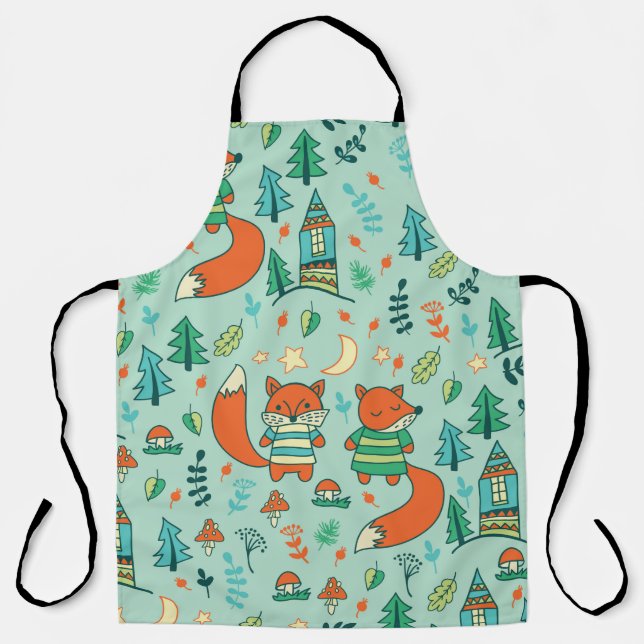 Children's seamless with young foxes. Funny childr Apron (Front)