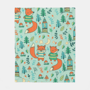 Children's seamless with young foxes. Funny childr Fleece Blanket