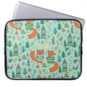 Children's seamless with young foxes. Funny childr Laptop Sleeve
