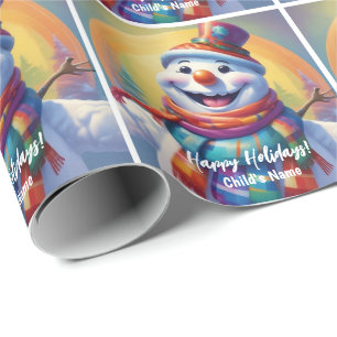 Children's Snowman Personalised Gift Wrap HAMbyWG