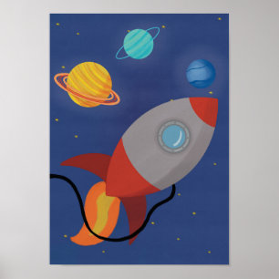 Children's Spaceship Rocket Poster