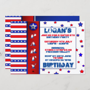 Children's Stars & Stripes Party Invitations