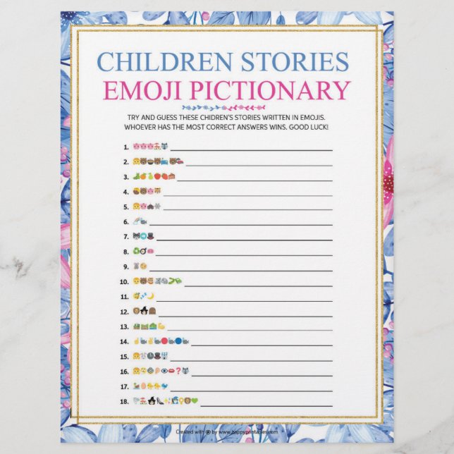 Children's Story Pictionary [Floral Watercolor] Custom Letterhead (Front)