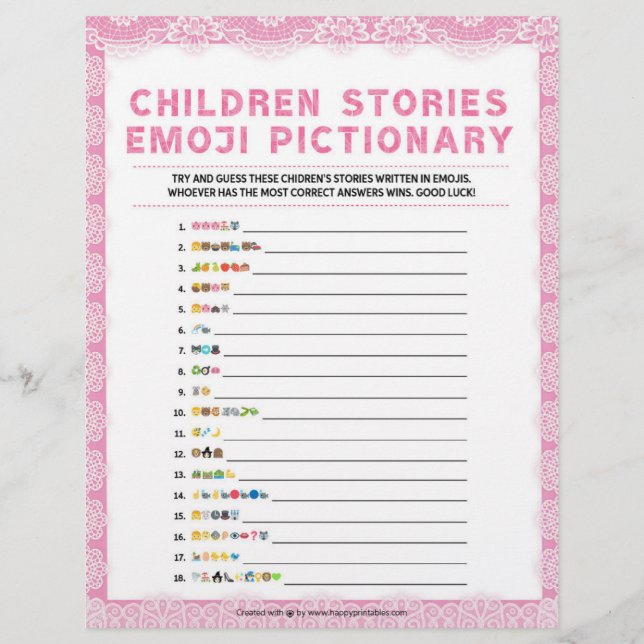 Children's Story Pictionary [Luxury Lace [Pink]] Custom Letterhead (Front)