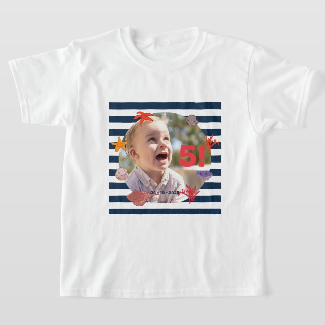 Children's summer sailor's birthday party T-Shirt (Laydown)