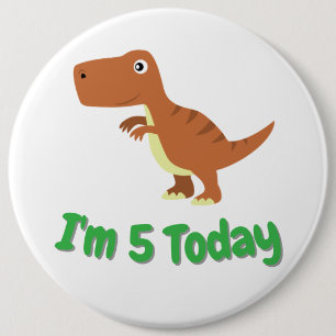 Childrens T-rex Dinosaur Birthday Custom Name 6 Cm Round Badge