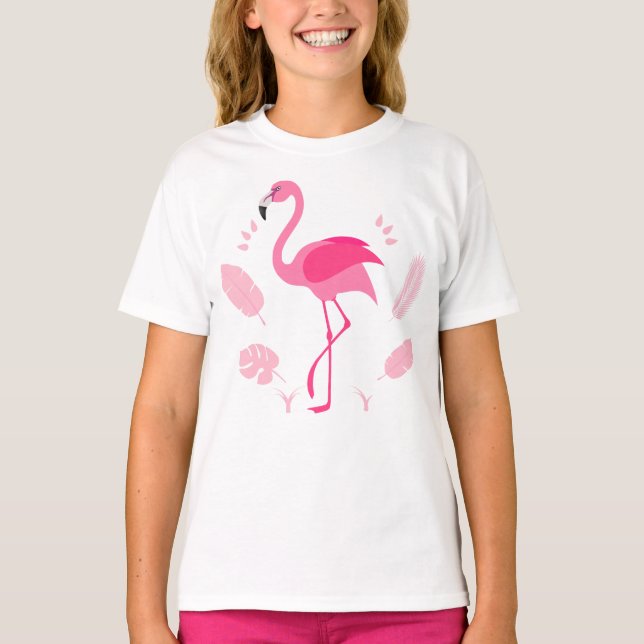 Children's T-shirt with pink flamingo (Front)