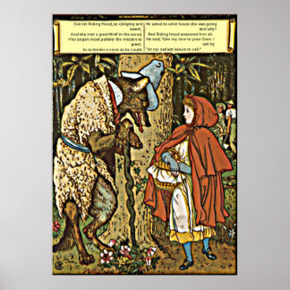 Children's Tale Little Red Riding Hood and Wolf Poster