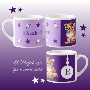 Children's tiger mug personalised name purple