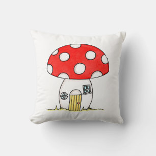 Children's Toadstool Pattern Throw Cushion