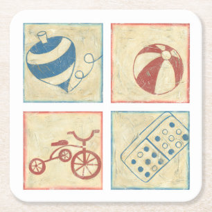 Children's Toys by Chariklia Zarris Square Paper Coaster