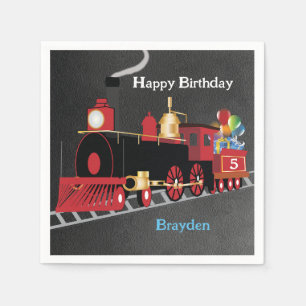 Children's Train Chalkboard Birthday Party Napkin
