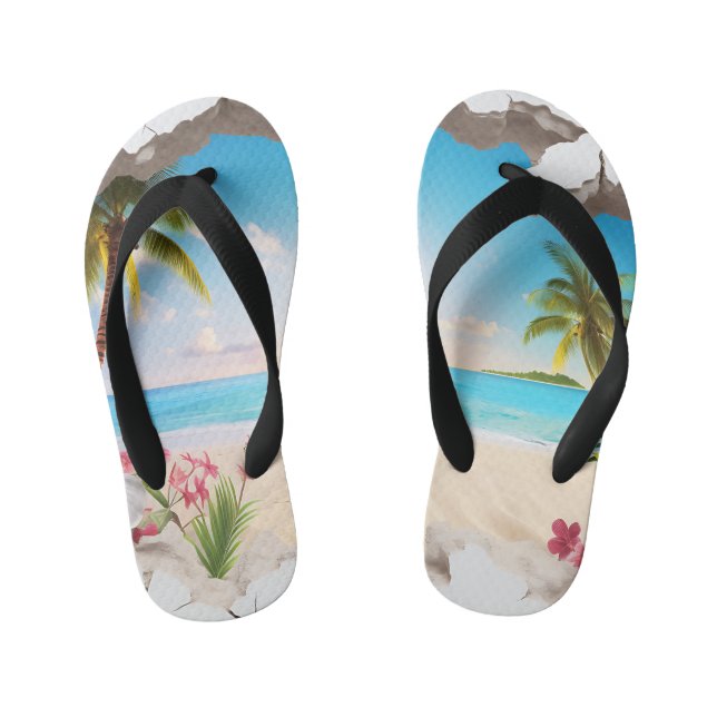 Children's Tropical Vibe Flip Flops (Footbed)