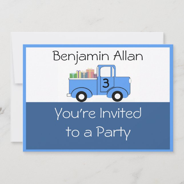 Children's Truck Birthday Invitation (Front)