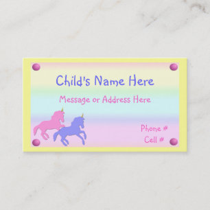 Childrens Unicorn Calling Card
