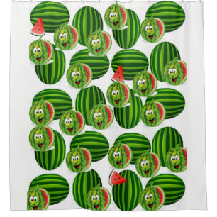 childrens watermelon white green showercurtain shower curtain