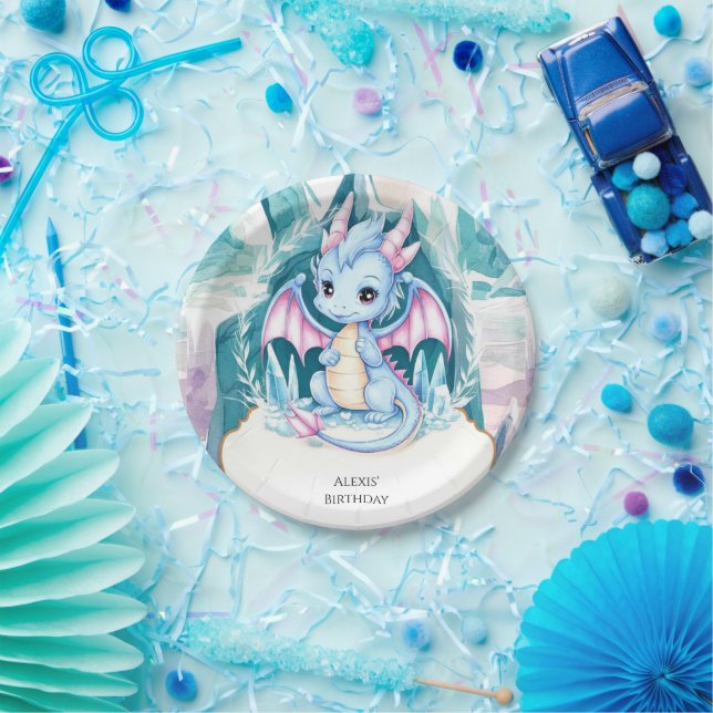 Children's Whimsical Dragon Birthday Paper Plate (Party)