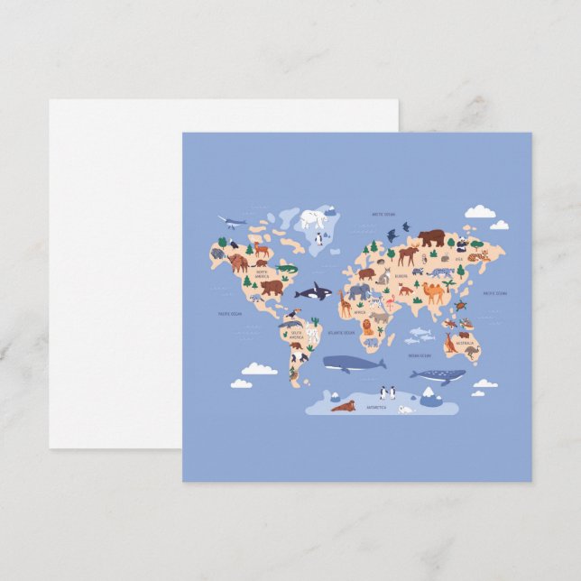 children's world map with animals (Front/Back)