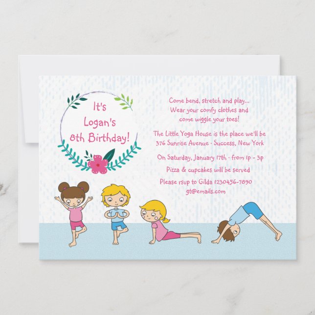 Children's Yoga Party Invitation (Front)