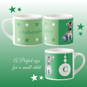 Children's zebra mug personalised name green