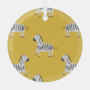 Children's Zebra: Seamless Fun Pattern Glass Tree Decoration