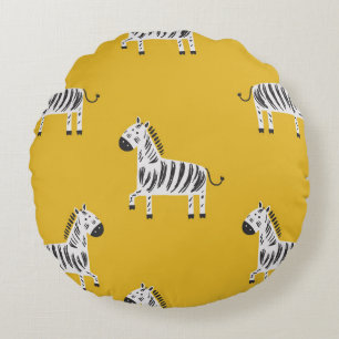 Children's Zebra: Seamless Fun Pattern Round Cushion