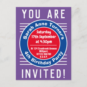 Child's 4th Birthday Party Invitation Postcard